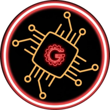 Logo da Garnica TI: chip de circuito em âmbar com a letra G em vermelho